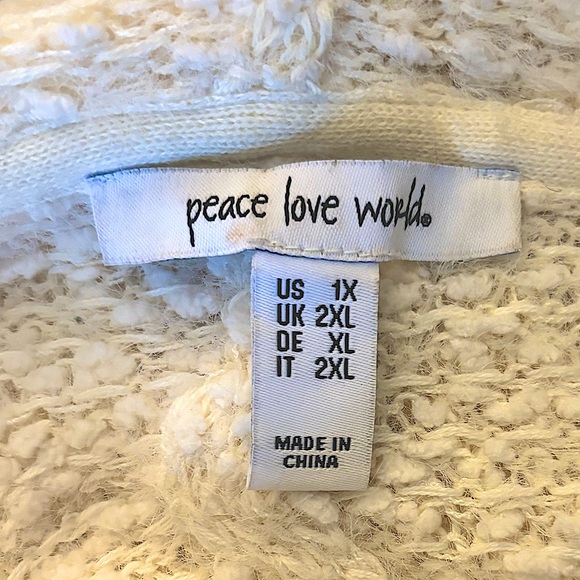 Peace Love World Ivory Mohair Style Hooded Long Cross Over Close Knit Duster1X2X - Picture 8 of 16